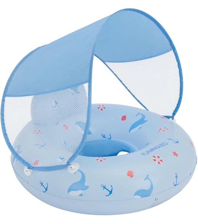 Asiento hinchable con toldo azul